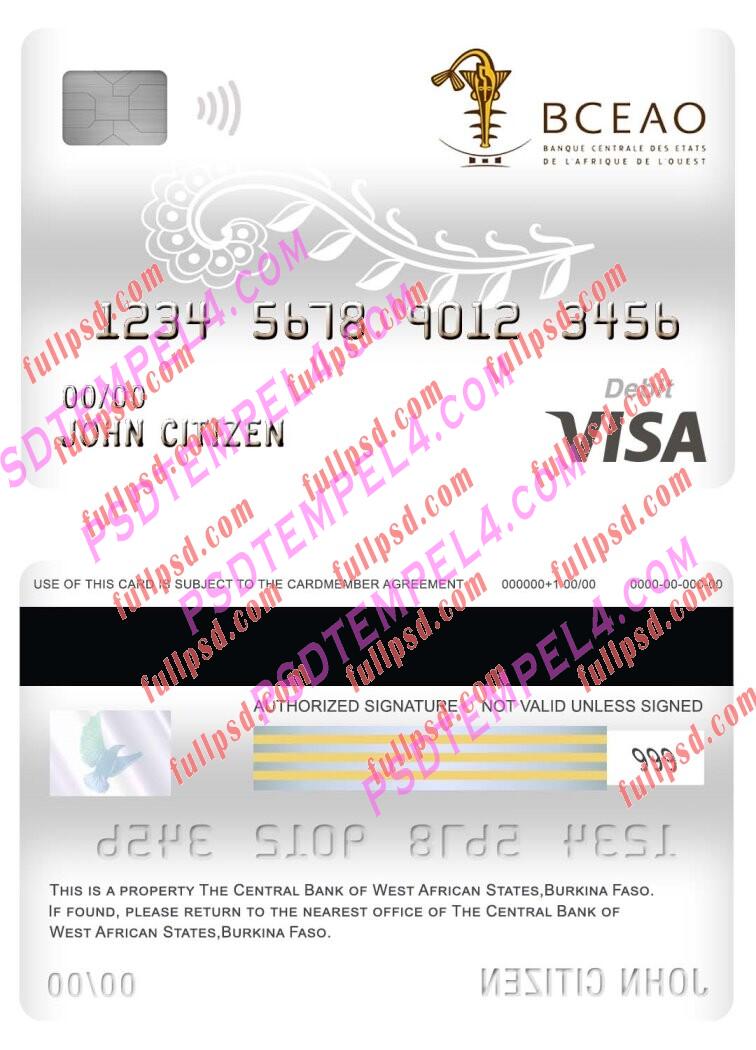burkina faso the central bank of west african states bank visa debit card PSD