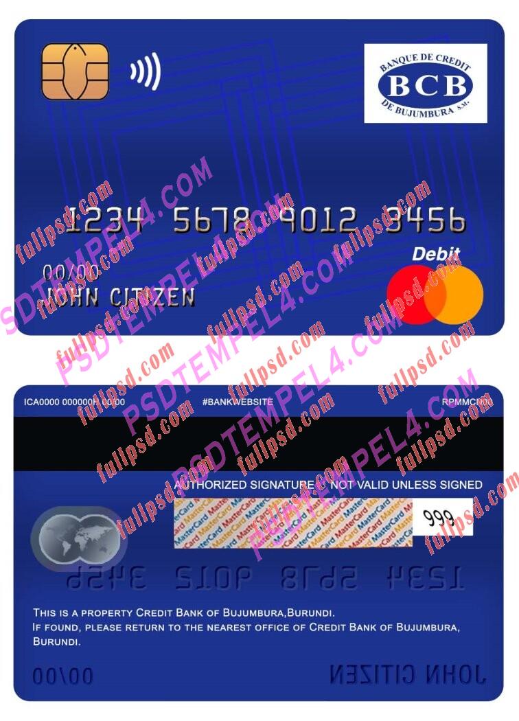 burundi credit bank of bujumbura master debit card PSD