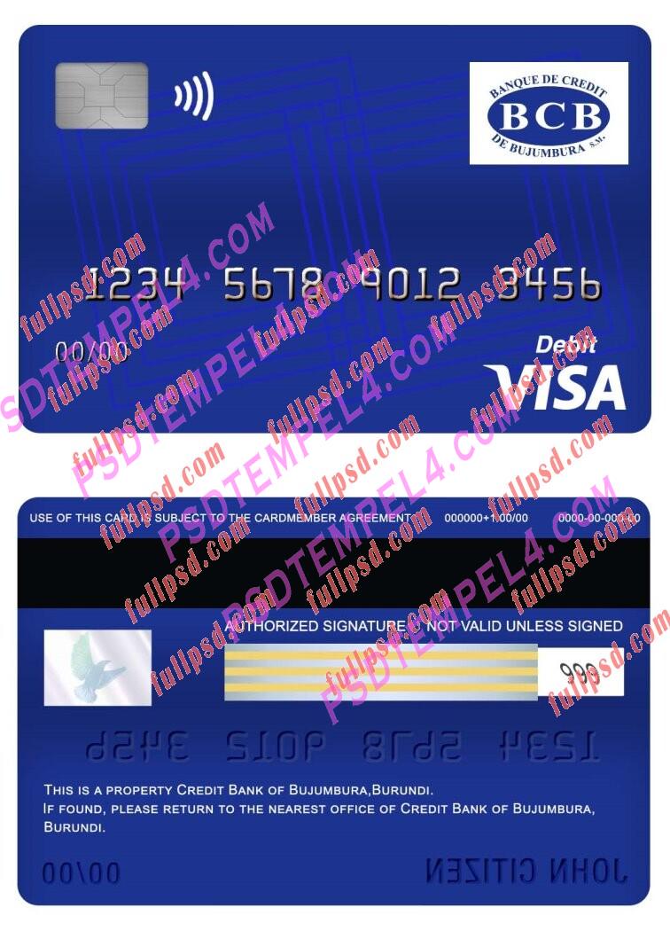 burundi credit bank of bujumbura visa debit card PSD