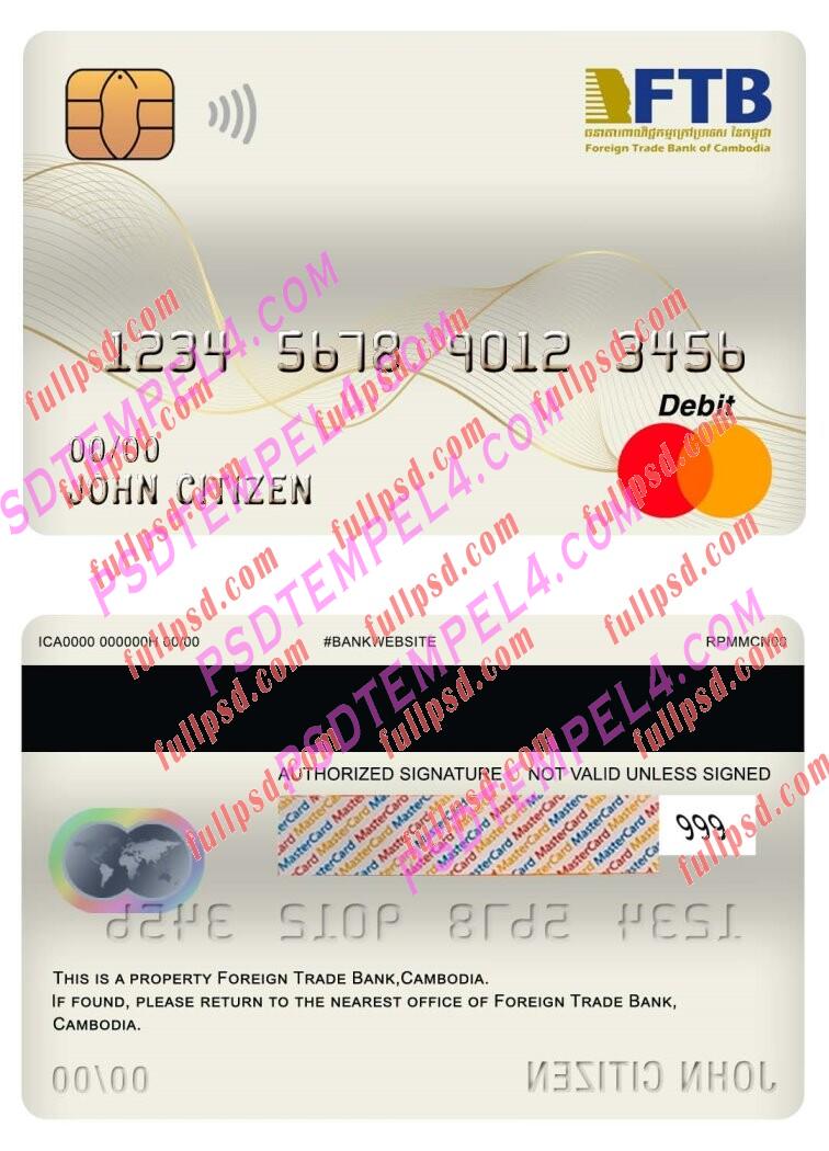 cambodia foreign trade bank master debit card PSD