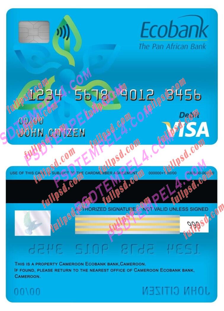 cameroon ecobank bank visa debit card PSD
