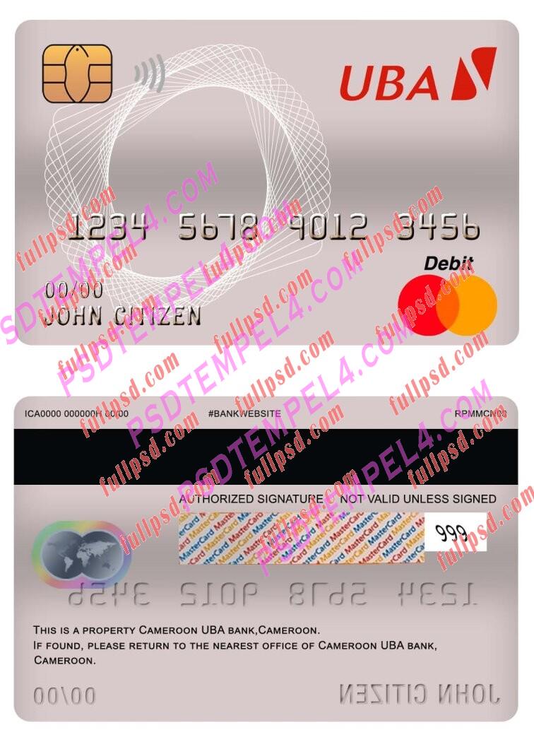 cameroon uba bank master debit card PSD
