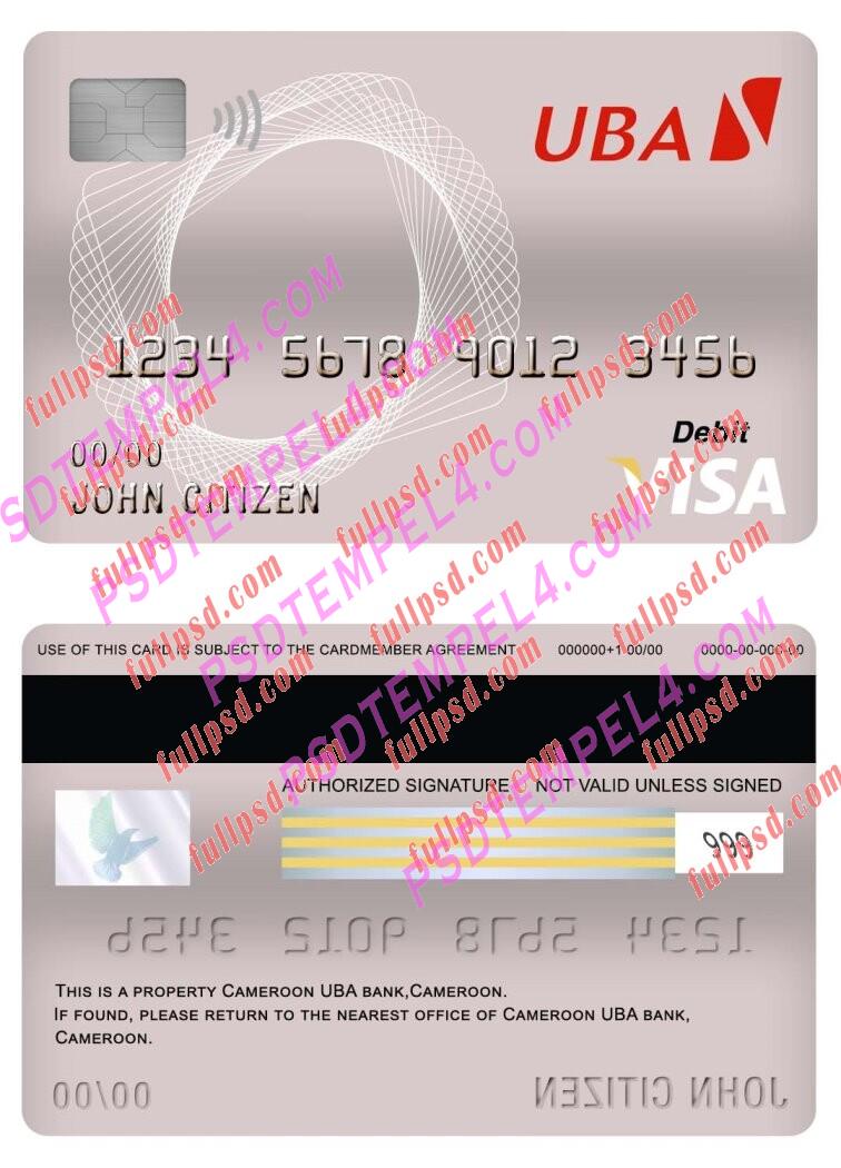cameroon uba bank visa debit card PSD