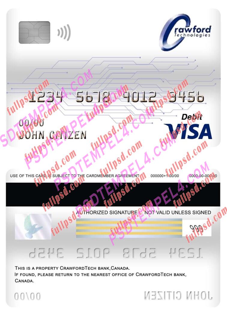 canada crawfordtech bank visa debit card PSD