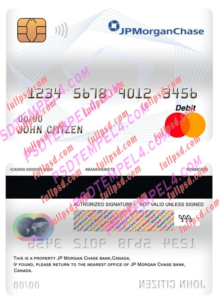 canada jp morgan chase bank master debit card PSD