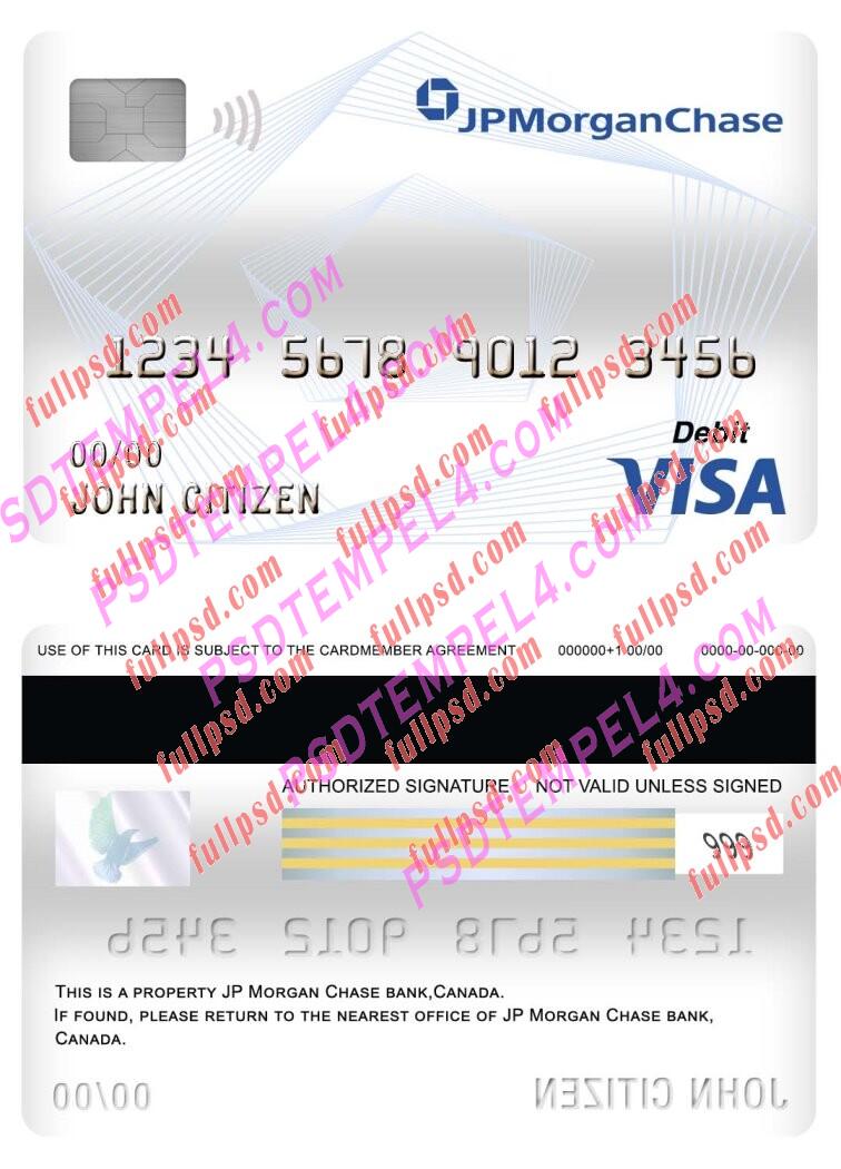 canada jp morgan chase bank visa debit card PSD