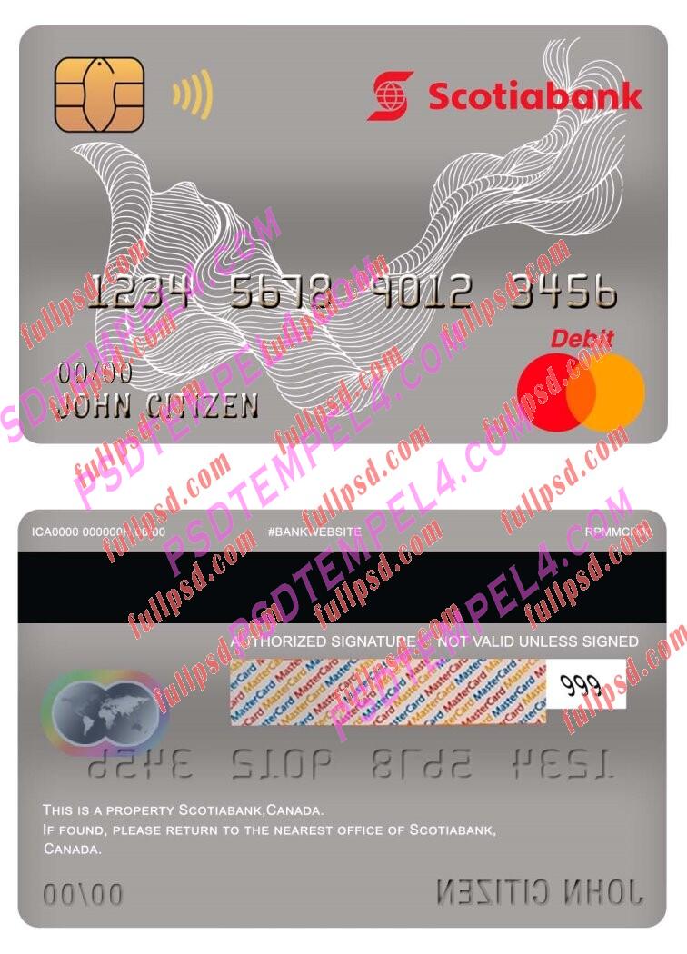 canada scotiabank master debit card PSD