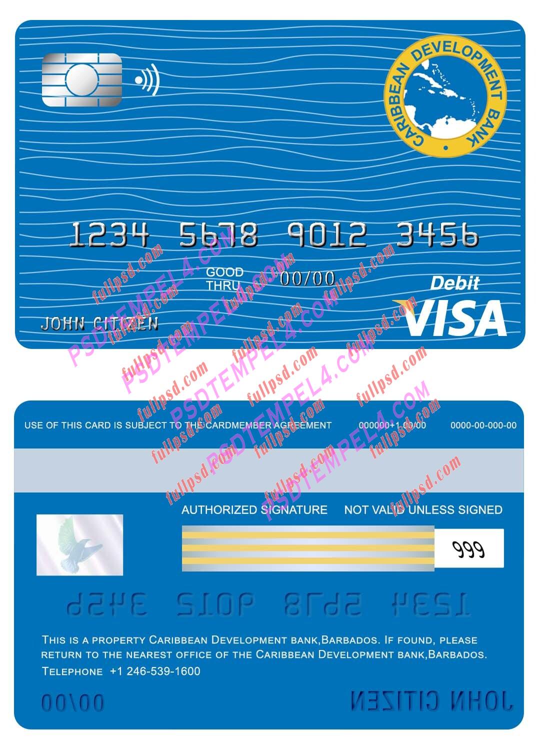 barbados caribbean development bank visa card PSD