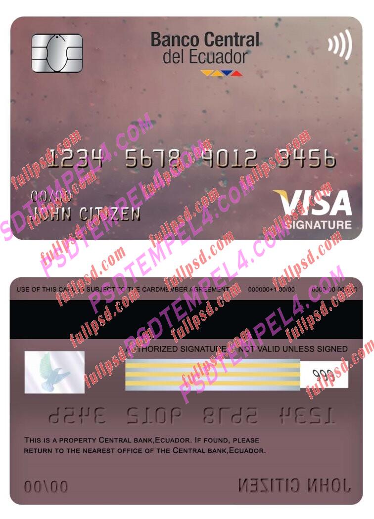 ecuador central bank visa signature card PSD