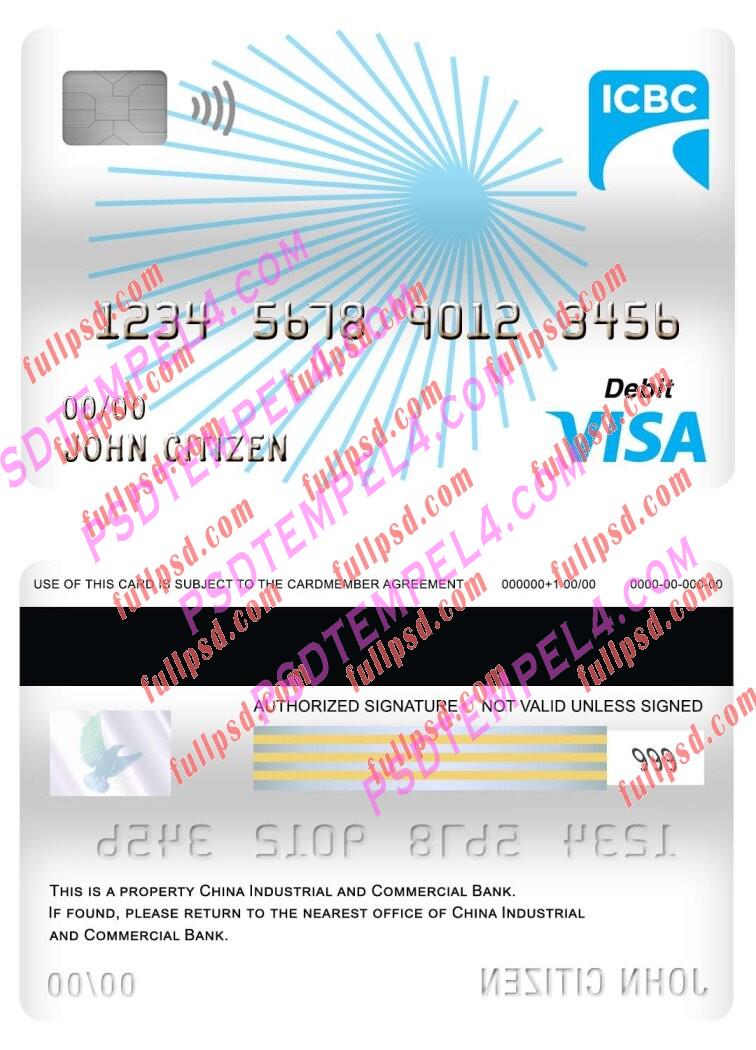 china industrial and commercial bank visa debit card PSD