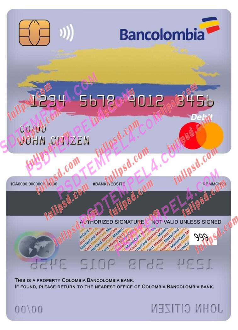 colombia bancolombia bank master debit card PSD