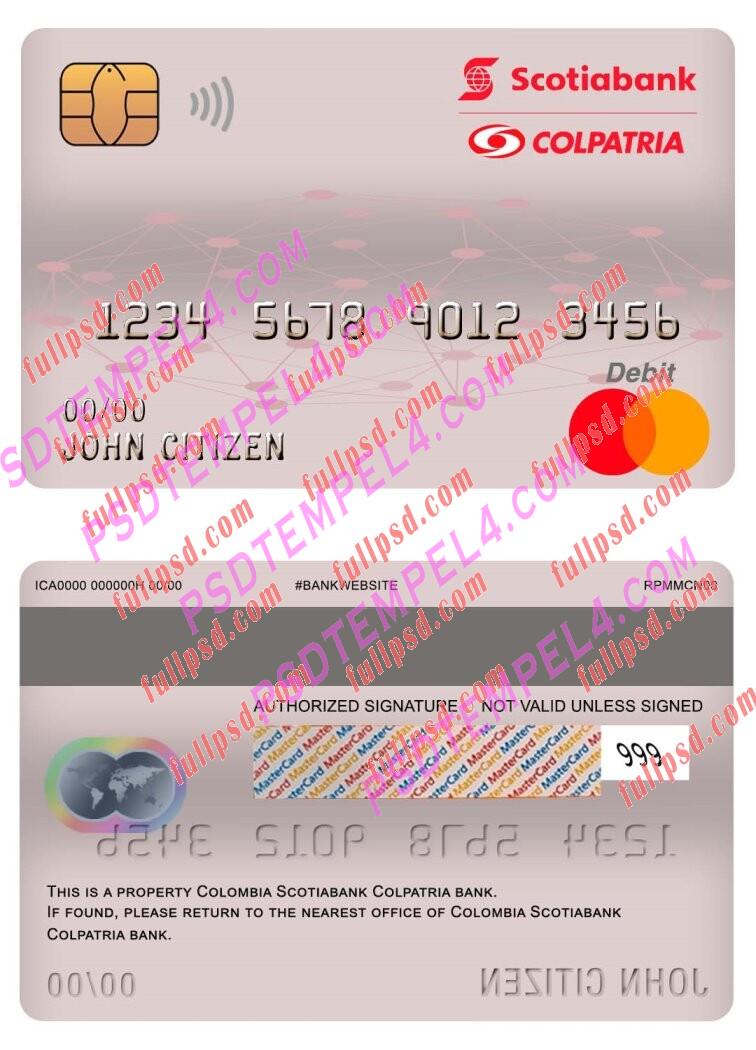 colombia scotiabank colpatria bank master debit card PSD