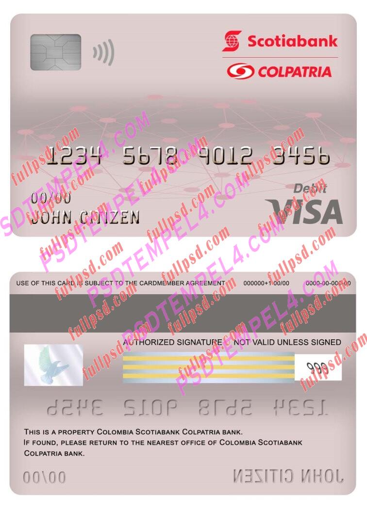colombia scotiabank colpatria bank visa debit card PSD