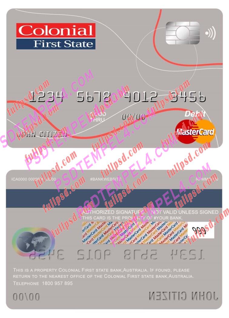 australia colonial first state bank Mastercard PSD