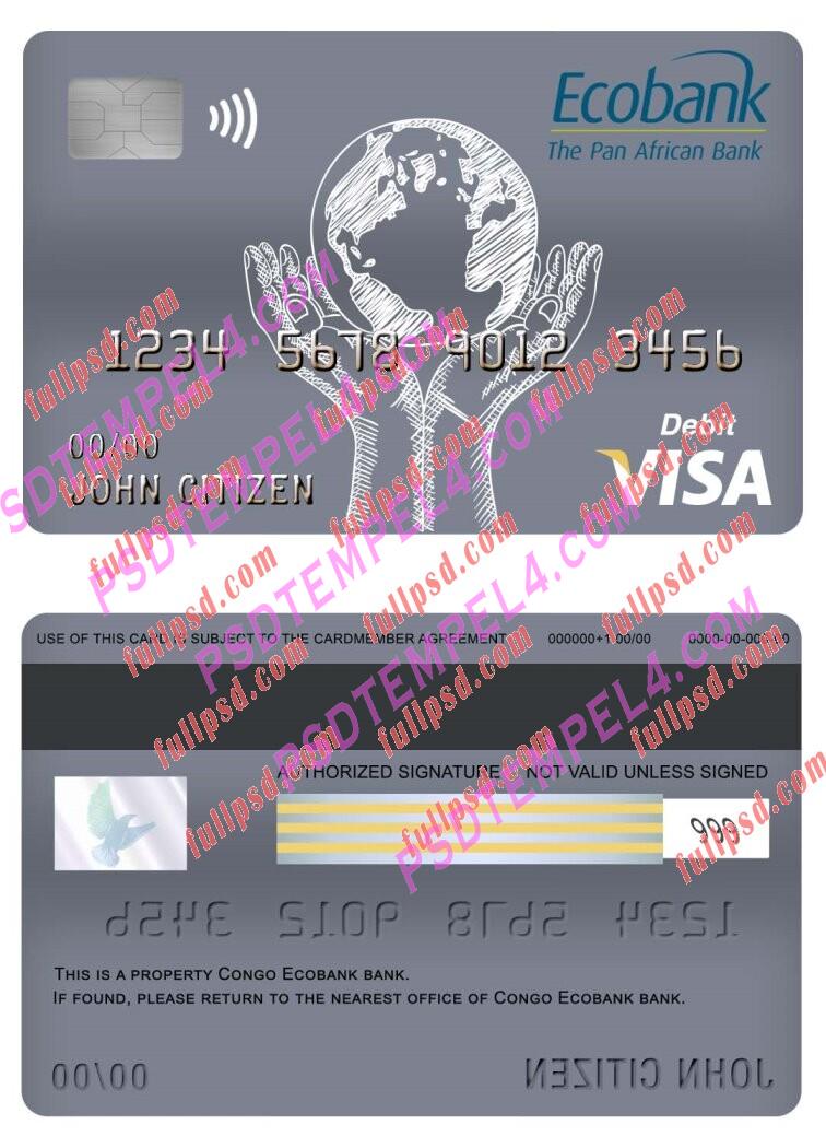 congo ecobank bank visa debit card PSD