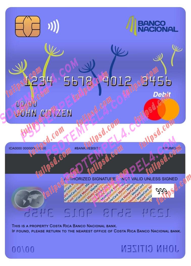costa rica banco nacional bank master card debit PSD