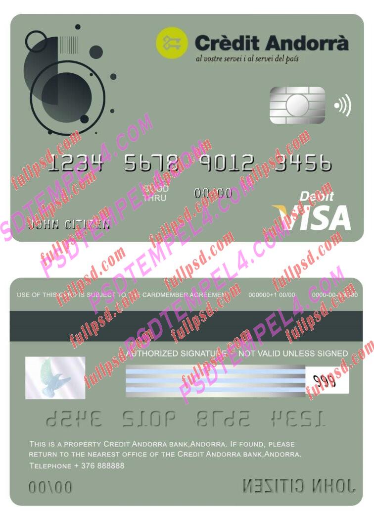 andorra credit bank visa card PSD