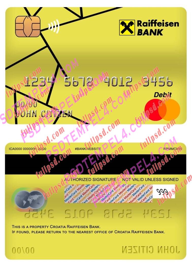 croatia raiffeisen bank master debit card PSD