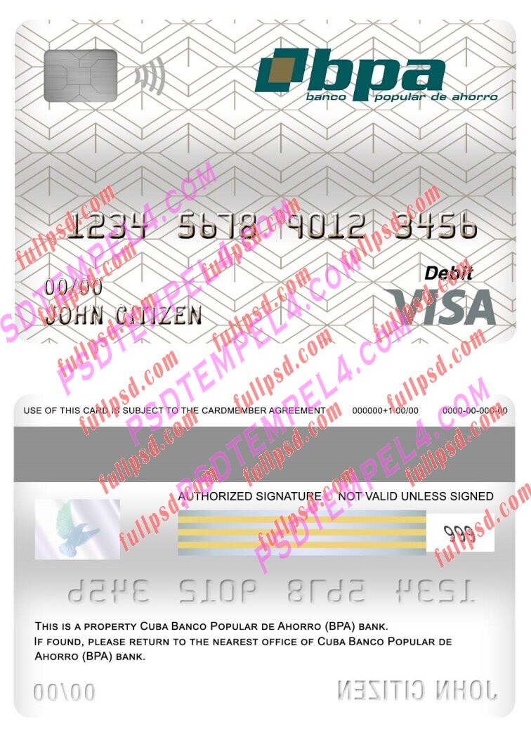 cuba banco popular de ahorro bpa bank visa debit card PSD