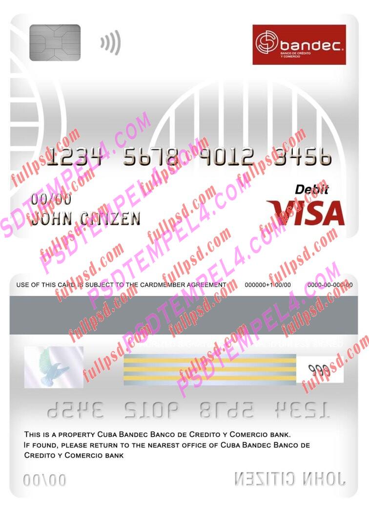 cuba bandec banco de credito y comercio bank visa debit card PSD
