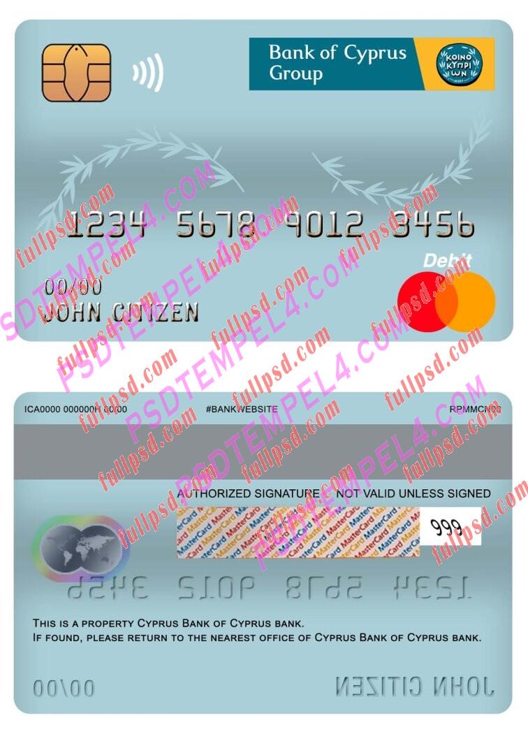 cyprus bank of cyprus bank master debit card PSD
