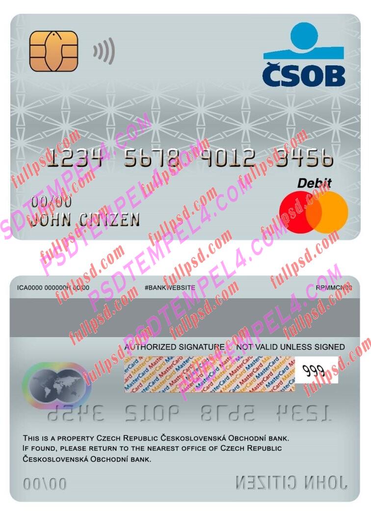 czech republic ceskoslovenska obchodni bank master debit card PSD