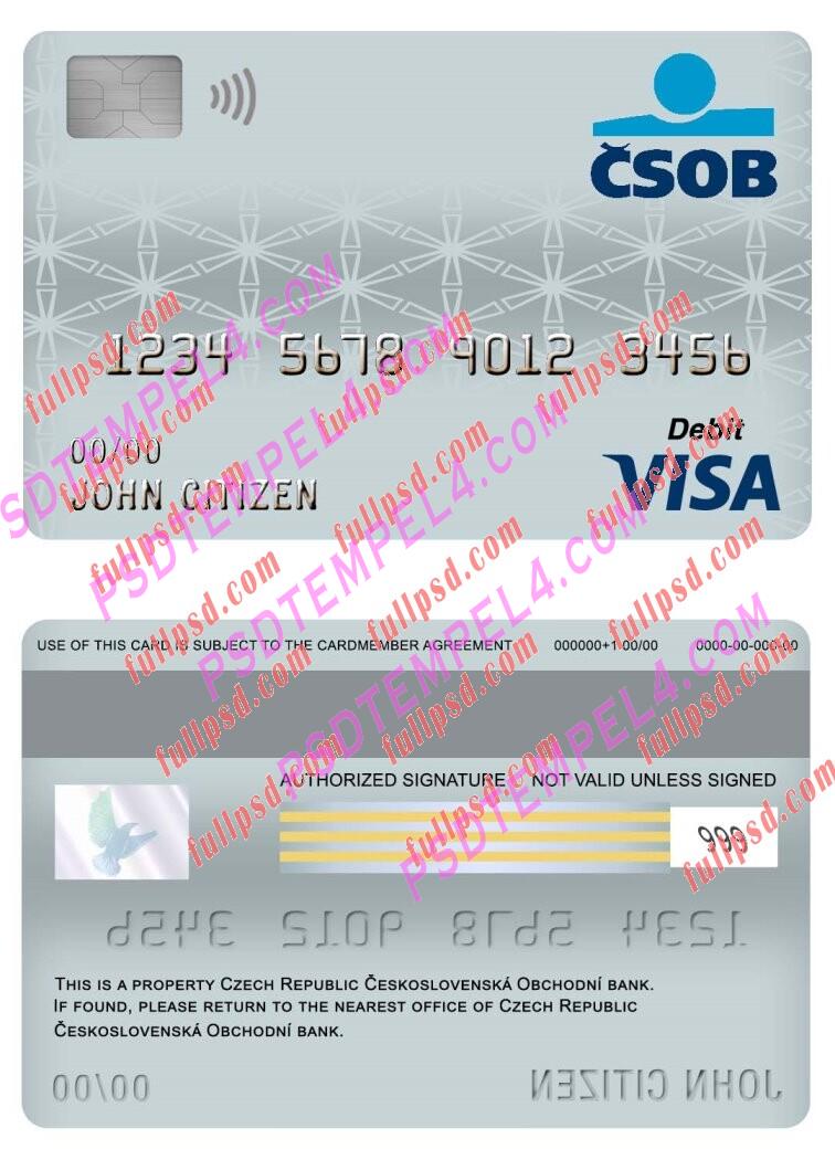 czech republic ceskoslovenska obchodni bank visa debit card PSD