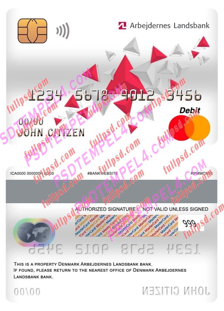 denmark arbejdernes landsbank bank master debit card PSD