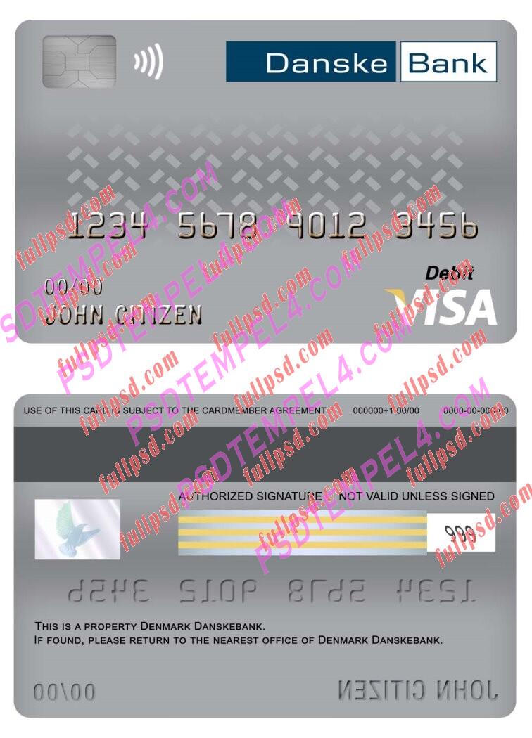 denmark danskebank visa debit card PSD
