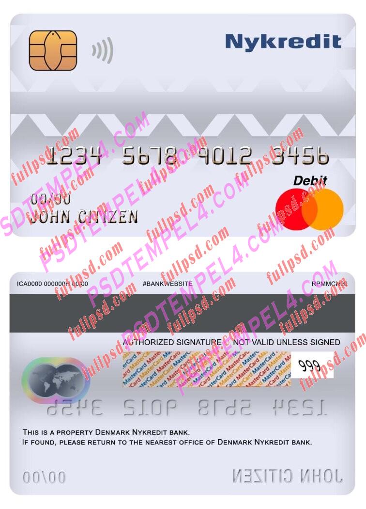 denmark nykredit bank master debit card PSD