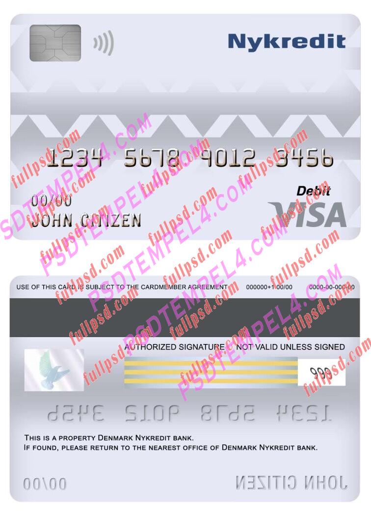 denmark nykredit bank visa debit card PSD