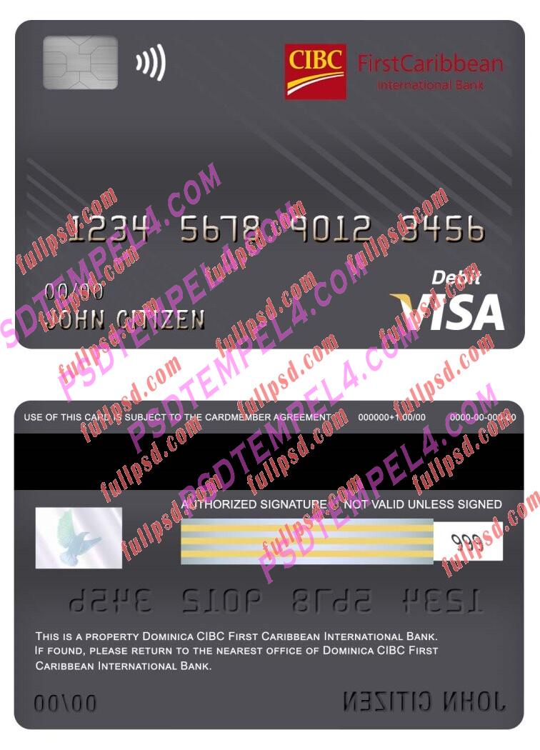 dominica cibc first caribbean international bank visa debit card PSD