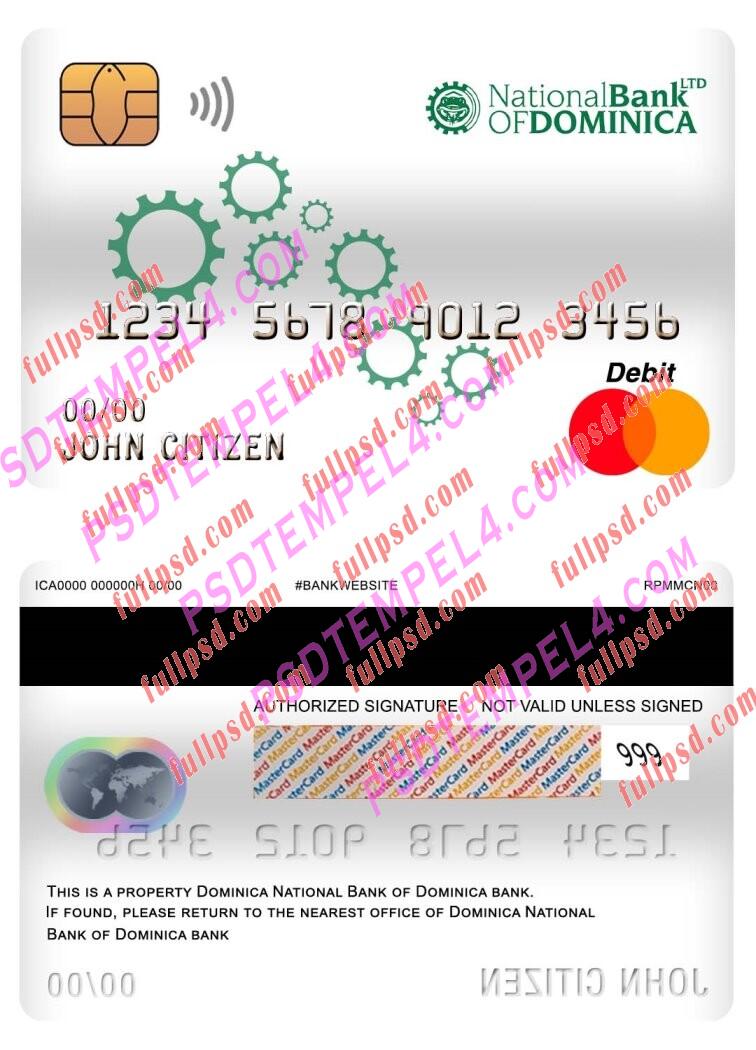 dominica national bank of dominica bank master debit card PSD