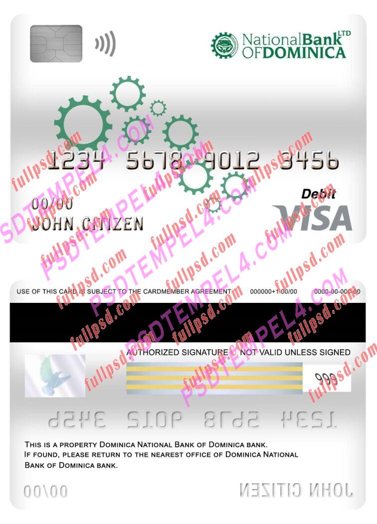 dominica national bank of dominica bank visa debit card PSD