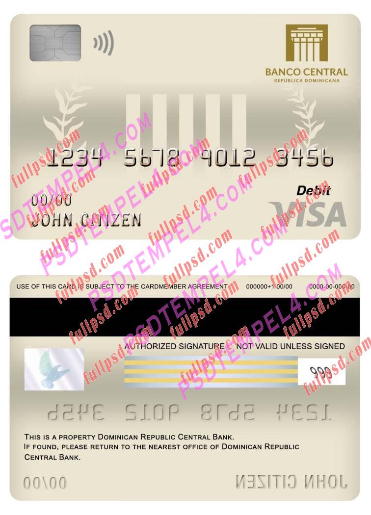 dominican republic central bank visa debit card PSD