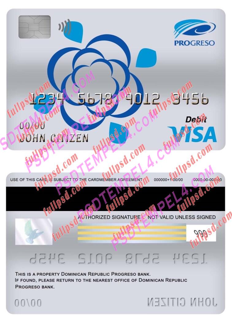 dominican republic progreso bank visa debit card PSD