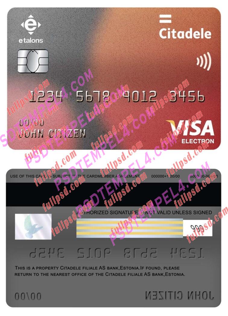 estonia citadele filiale AS bank visa electron card PSD