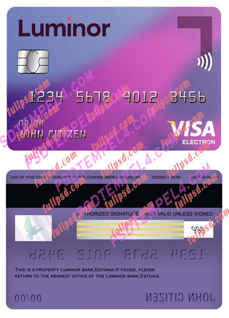 estonia luminor bank visa electron card PSD