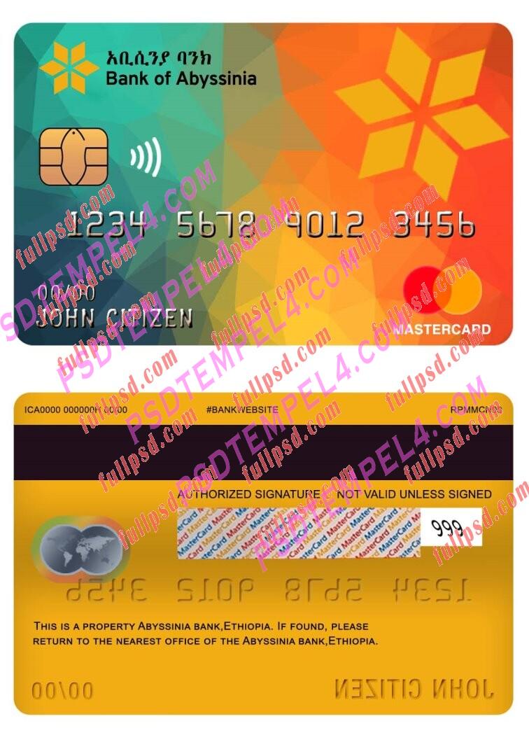 ethiopia abyssinia bank Mastercard PSD