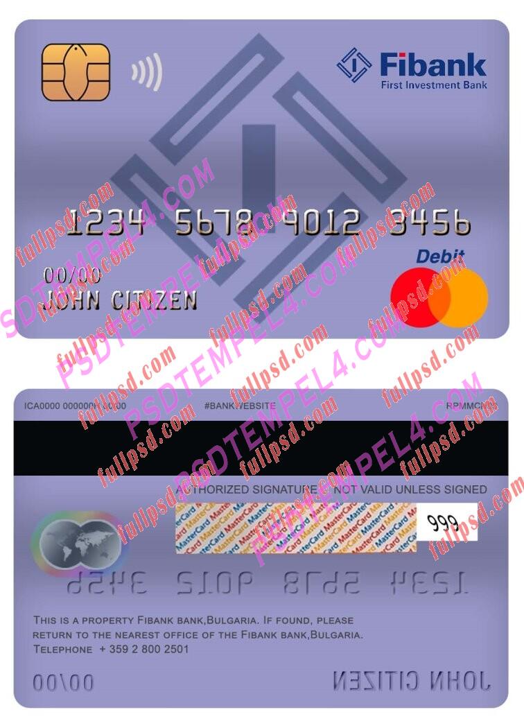 bulgaria fibank bank master debit card PSD