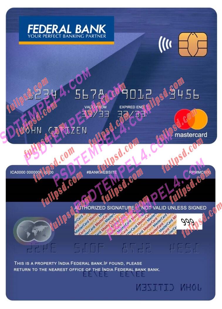india federal bank Mastercard PSD